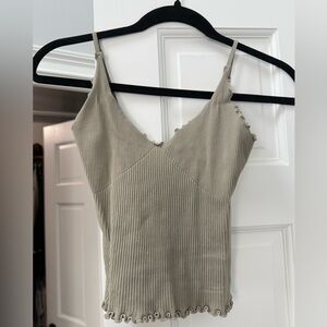 Free People Taupe Ribbed Camisole